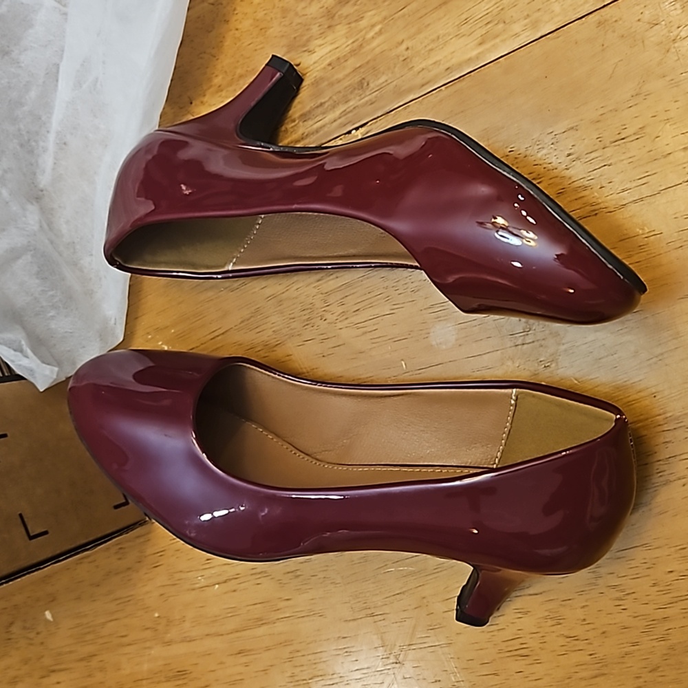 Faux patent leather WIDE heels